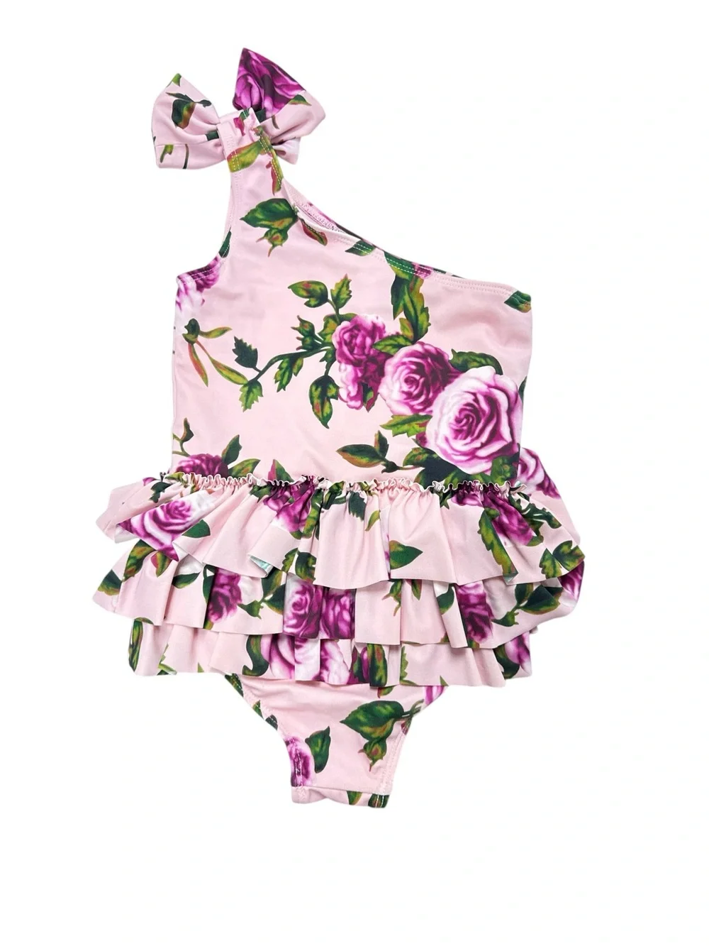 Angel's Face Girls Floral Ruffle One-Piece Swimsuit Sz 6-7